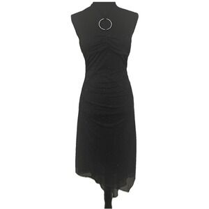 VTG RUBY ROX Y2K Rhinestone Ring Shimmer Halter Dress‎ Whimsigoth Asymmetrical M